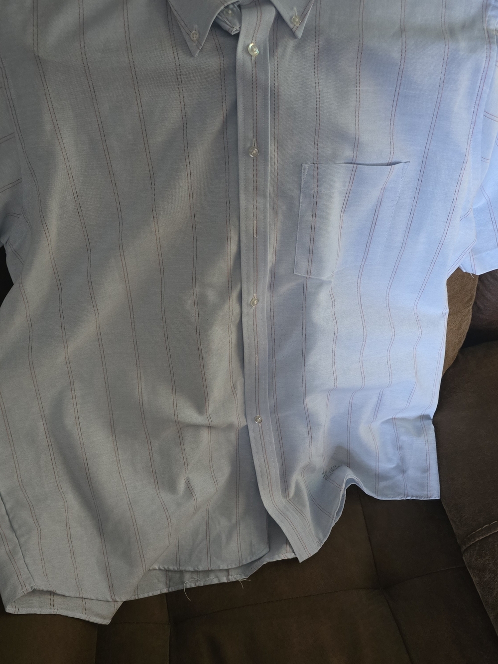 Blair Men's Light Blue Pinstripe Button-Down Short Sleeve Shirt. Size 2Xl
